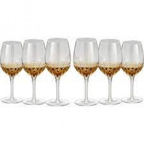 Jogo de Taças para Vinho Tinto Bon Gourmet Craquelada AMBAR 360 ml - 6 peças