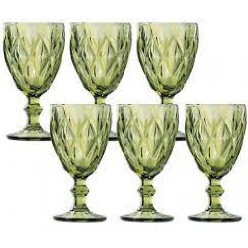 Jogo 06 Taças Água Diamond 325ml Verde lyor