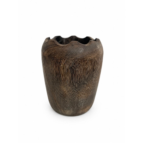 VASO EM  MADEIRA MRE HUBME 25X31 CM
