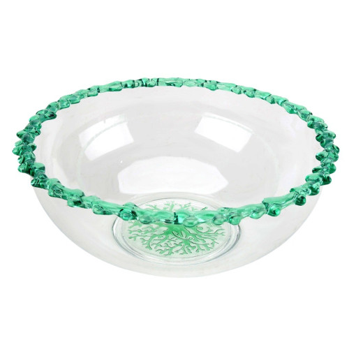 Saladeira acrilico detalhe em coral verde 32x32x13,5