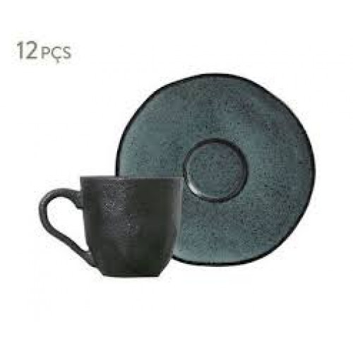 Jogo 6 Xícara Café C/ Pires Organico Petroleum - Porto Brasil