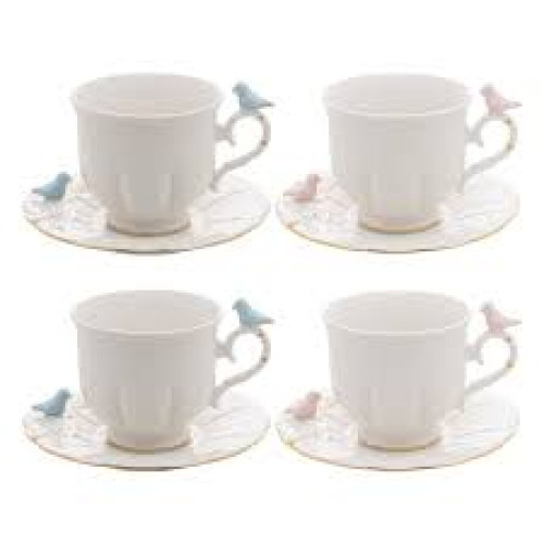 XÍCARA PORCELANA CHÁ + PIRES BIRD 4PÇS - WOLFF