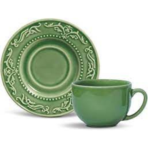 CONJUNTO C/ 6 XÍCARAS DE CAFÉ C/ PIRES ACANTHUS VERDE SÁLVIA 